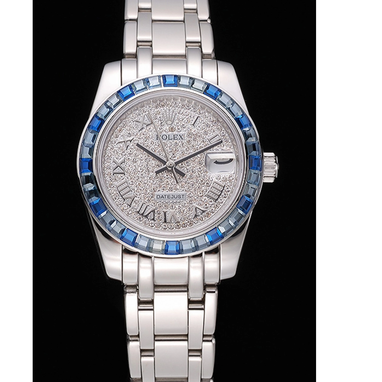 Aaa replica watch And Dial Rolex Jewels Datejust Stainless Diamond Bezel Bracelet Steel Blue 622834 Case 0825